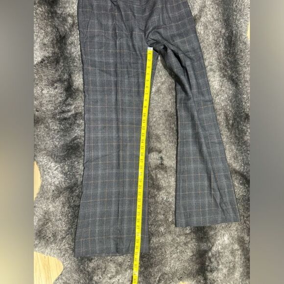 Calvin Klein Women 4 Charcoal Plaid Rayon Blend Wide Legs Casual Carrier Pants - Picture 7 of 12